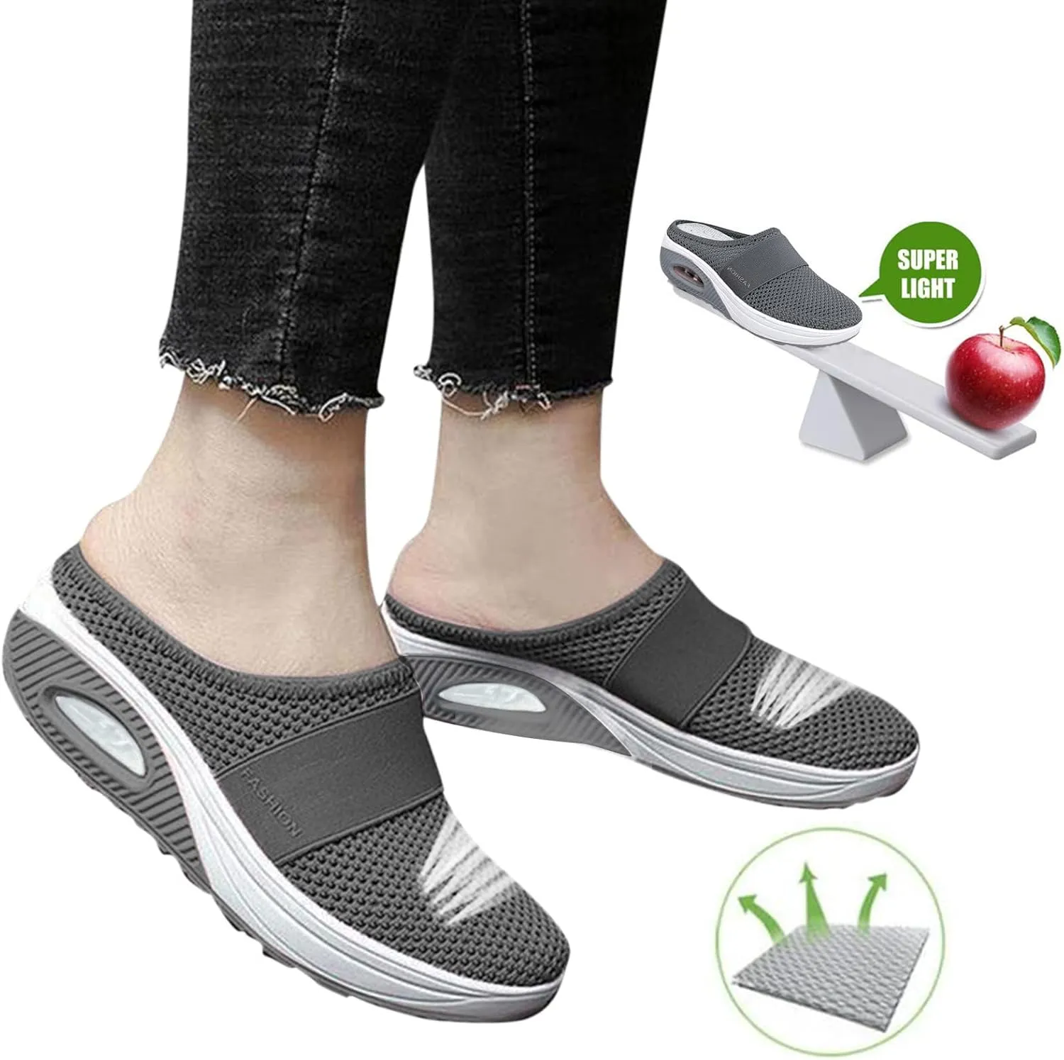 Women's Backless Slip on Mesh Sneakers Shoes Mens Casual Shoes Dressy Black Casual Shoes Waterproof Sneakers White Tennis Shoe Cross Trainer Shoe