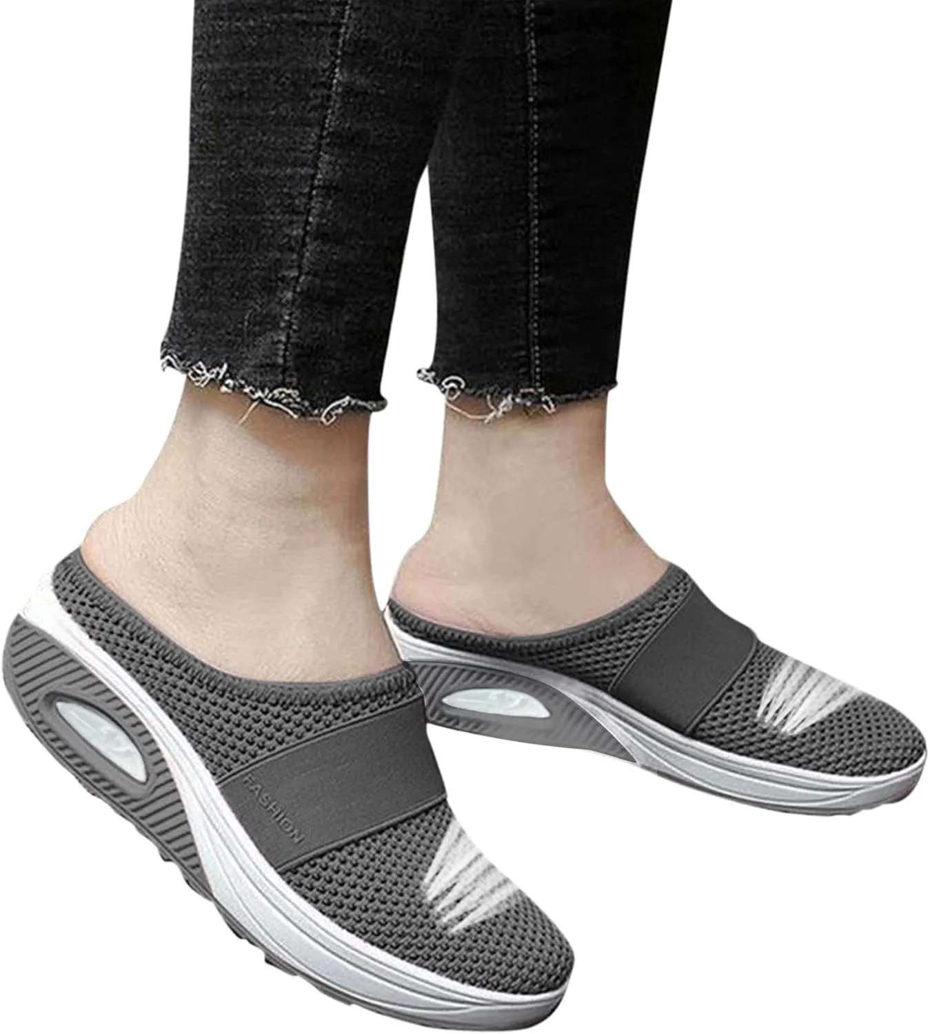 Women's Backless Slip on Mesh Sneakers Shoes Mens Casual Shoes Dressy Black Casual Shoes Waterproof Sneakers White Tennis Shoe Cross Trainer Shoe