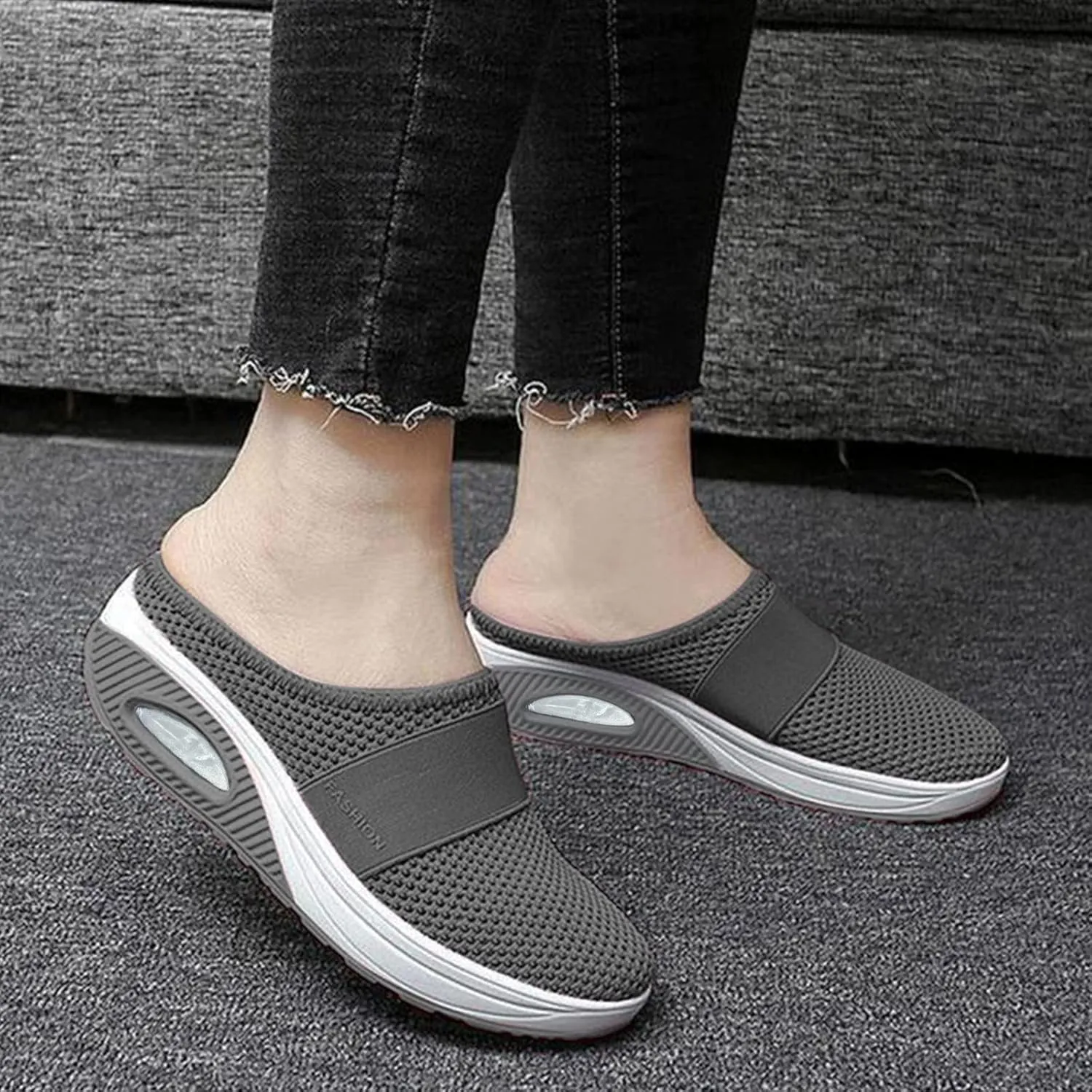 Women's Backless Slip on Mesh Sneakers Shoes Mens Casual Shoes Dressy Black Casual Shoes Waterproof Sneakers White Tennis Shoe Cross Trainer Shoe