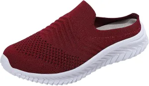 Women's Backless Slip on Mesh Sneakers Shoes Mens Running Shoes Walking Women's Casual Shoes Black Platform Sneaker Tennis Shoe Loafers Casual Slip On