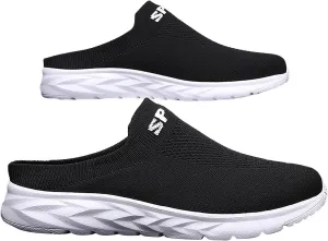 Womens Backless Sneakers Mesh Slip-on Mule Shoes Tennis Shoes Womens Loafers Ladies Shoes Casual Wedge Sneakers Black Tennis Shoe Loafers Casual Slip On