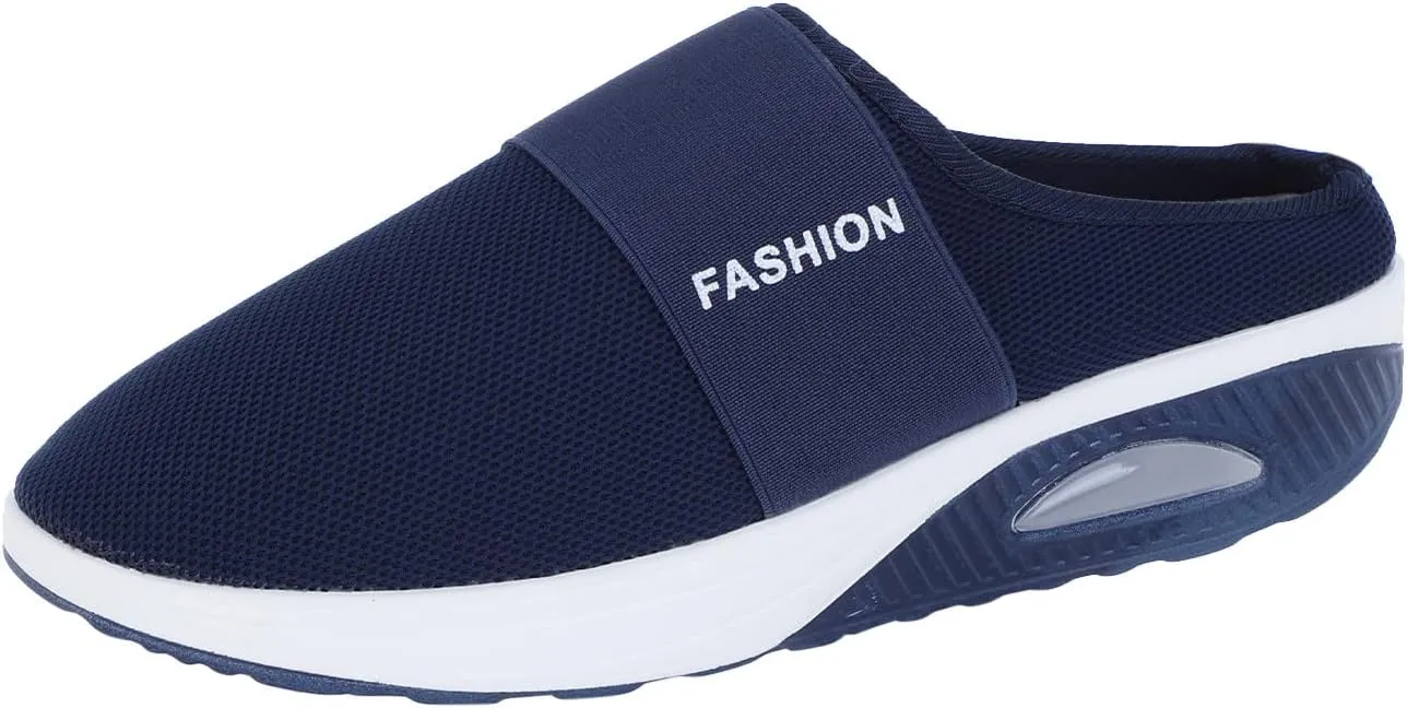 Womens Backless Sneakers Mesh Slip-on Mule Shoes Tennis Shoes Womens Loafers Ladies Shoes Casual Wedge Sneakers Black Tennis Shoe Loafers Casual Slip On