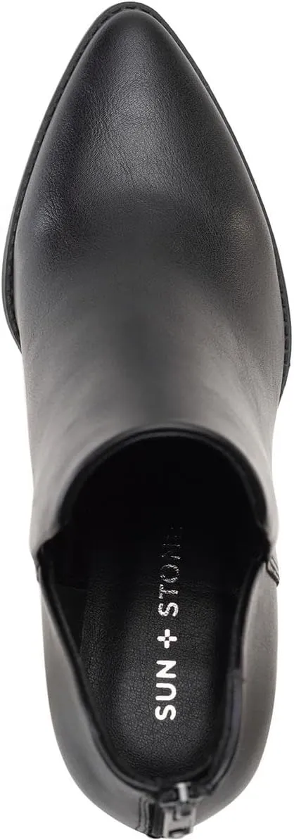 Womens Eliza Faux Leather Almond Toe Ankle Boots