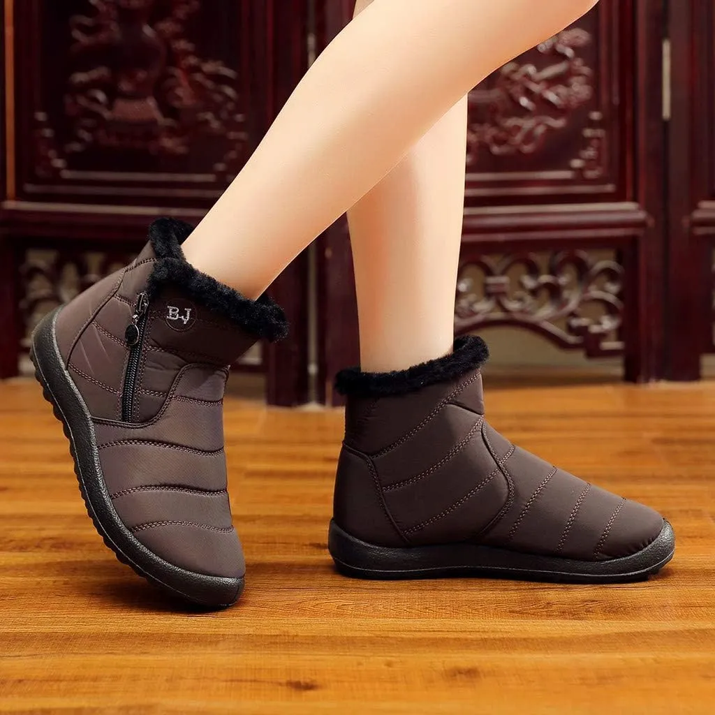 Womens Winter Wide Toe Box Plush Lined Snow Boots Waterproof Non-Slip Ankle Booties