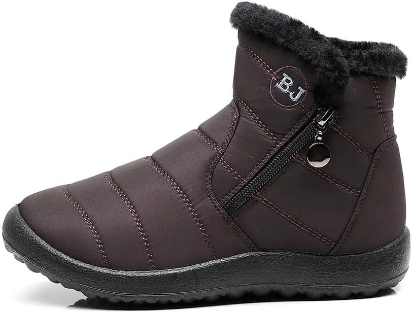 Womens Winter Wide Toe Box Plush Lined Snow Boots Waterproof Non-Slip Ankle Booties