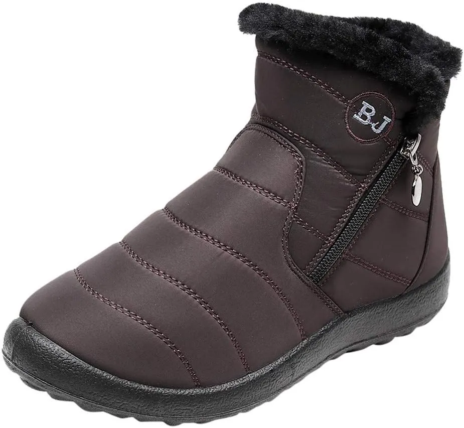 Womens Winter Wide Toe Box Plush Lined Snow Boots Waterproof Non-Slip Ankle Booties
