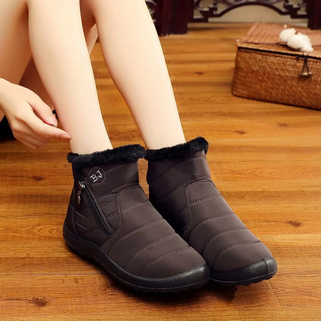 Womens Winter Wide Toe Box Plush Lined Snow Boots Waterproof Non-Slip Ankle Booties